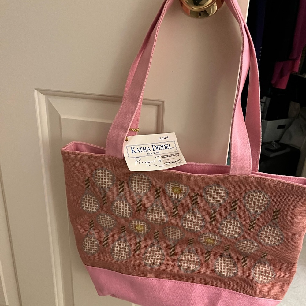 Katha Diddel New York needlepoint tennis Tote Bag new with tags